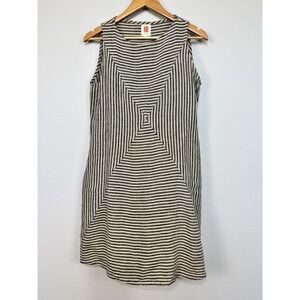 South Street Linen Dress Women's 0 Cream Black Stripe Linen Sleeveless Sundress